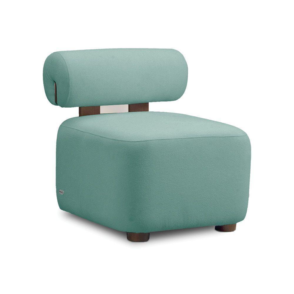 Poltrona Decorativa Para Sala Helora Bouclê Azul Turquesa E03 - D'rossi - 2