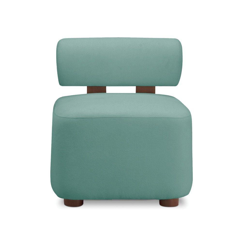 Poltrona Decorativa Para Sala Helora Bouclê Azul Turquesa E03 - D'rossi - 5