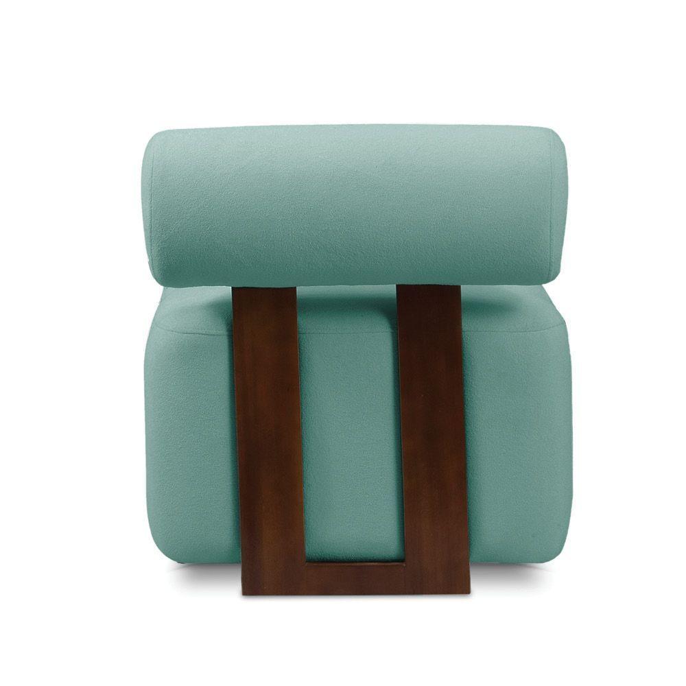 Poltrona Decorativa Para Sala Helora Bouclê Azul Turquesa E03 - D'rossi - 7