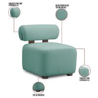 Poltrona Decorativa Para Sala Helora Bouclê Azul Turquesa E03 - D'rossi - 3