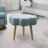 Puff Decorativo Pé Palito De Madeira Sala Flower Linho E03 - D'rossi Cor Azul - 1