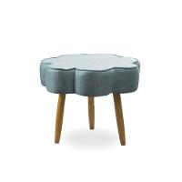 Puff Decorativo Pé Palito De Madeira Sala Flower Linho E03 - D'rossi Cor Azul - 2