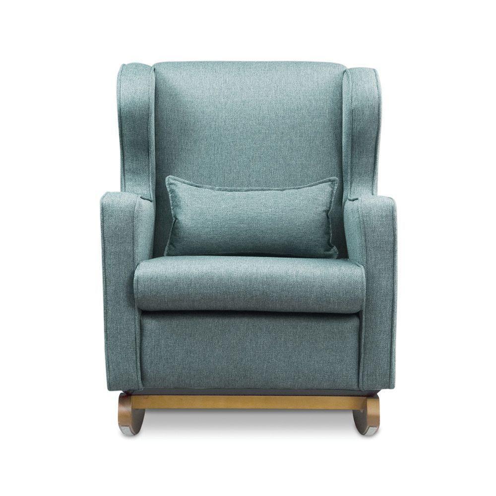 Poltrona De Amamentação Base Balanço Madeira Flower Linho Azul E03 - D'rossi - 5