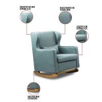 Poltrona De Amamentação Base Balanço Madeira Flower Linho Azul E03 - D'rossi - 6