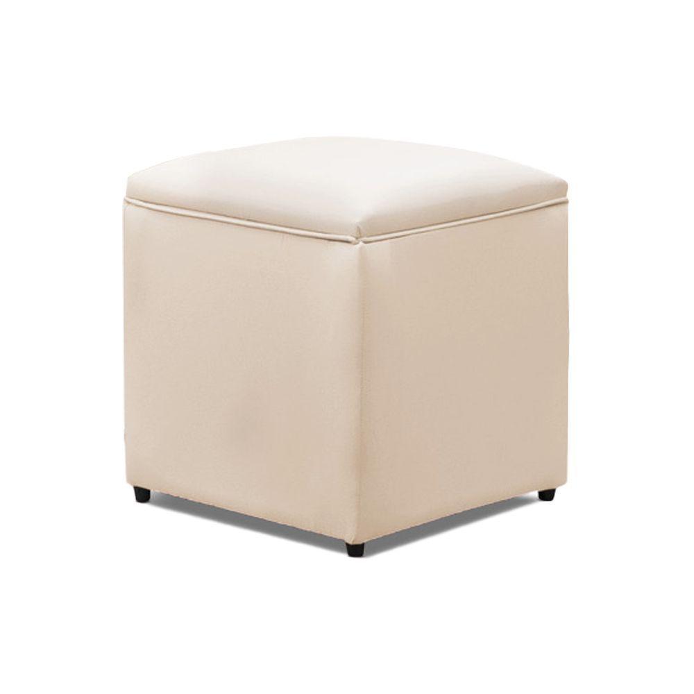 Puff Decorativo Quadrado Para Sala Lígia Sintético E03 - D'rossi Cor Bege - 2