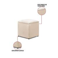 Puff Decorativo Quadrado Para Sala Lígia Sintético E03 - D'rossi Cor Bege - 3