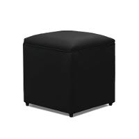 Puff Decorativo Quadrado Para Sala Lígia Sintético Preto E03 - D'rossi - 2