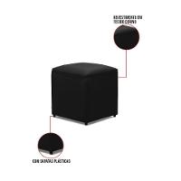 Puff Decorativo Quadrado Para Sala Lígia Sintético Preto E03 - D'rossi - 3