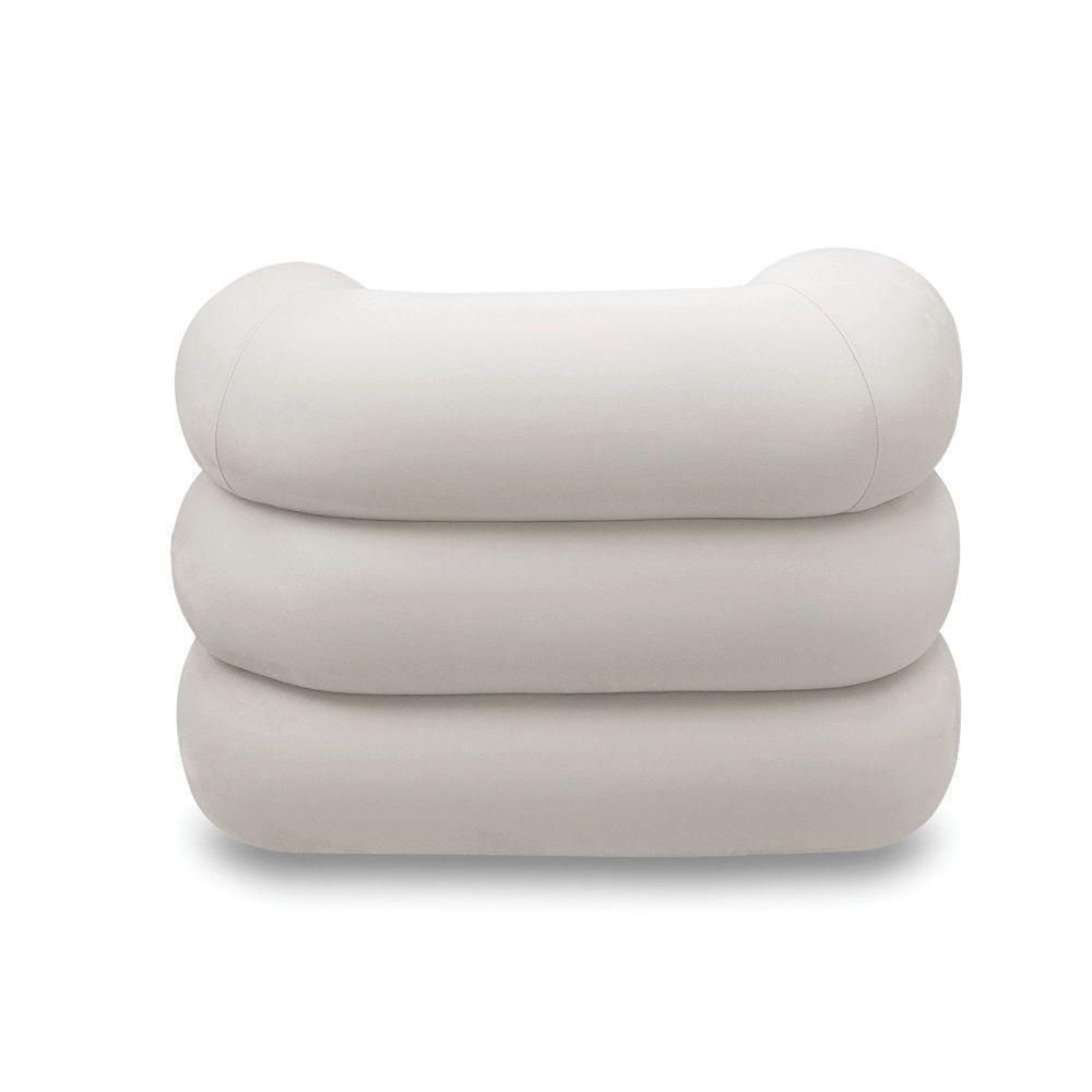 Poltrona Giratória Orgânica Com Balanço Kit 2 Tana Bouclê Cinza Claro E03 - D'rossi - 8