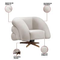 Poltrona Giratória Orgânica Com Balanço Kit 2 Tana Bouclê Cinza Claro E03 - D'rossi - 3