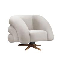 Poltrona Giratória Orgânica Com Balanço Kit 2 Tana Bouclê Cinza Claro E03 - D'rossi - 5