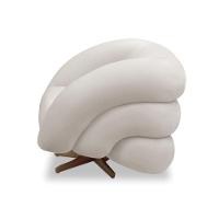 Poltrona Giratória Orgânica Com Balanço Kit 2 Tana Bouclê Cinza Claro E03 - D'rossi - 7