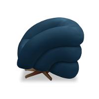 Poltrona Giratória Orgânica Com Balanço Kit 2 Tana Bouclê Azul Marinho E03 - D'rossi - 7