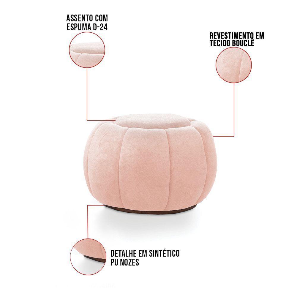 Poltrona E Puff Decorativo Orgânico Fixo Cloud Bouclê Rosê E03 - D'rossi - 9