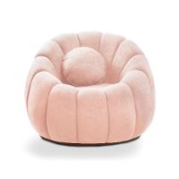 Poltrona E Puff Decorativo Orgânico Fixo Cloud Bouclê Rosê E03 - D'rossi