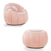 Poltrona E Puff Decorativo Orgânico Fixo Cloud Bouclê Rosê E03 - D'rossi - 8