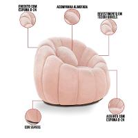 Poltrona E Puff Decorativo Orgânico Fixo Cloud Bouclê Rosê E03 - D'rossi - 10