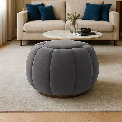 Puff Redondo Orgânico Para Sala Cloud Bouclê E03 - D'rossi Cor Cinza Escuro