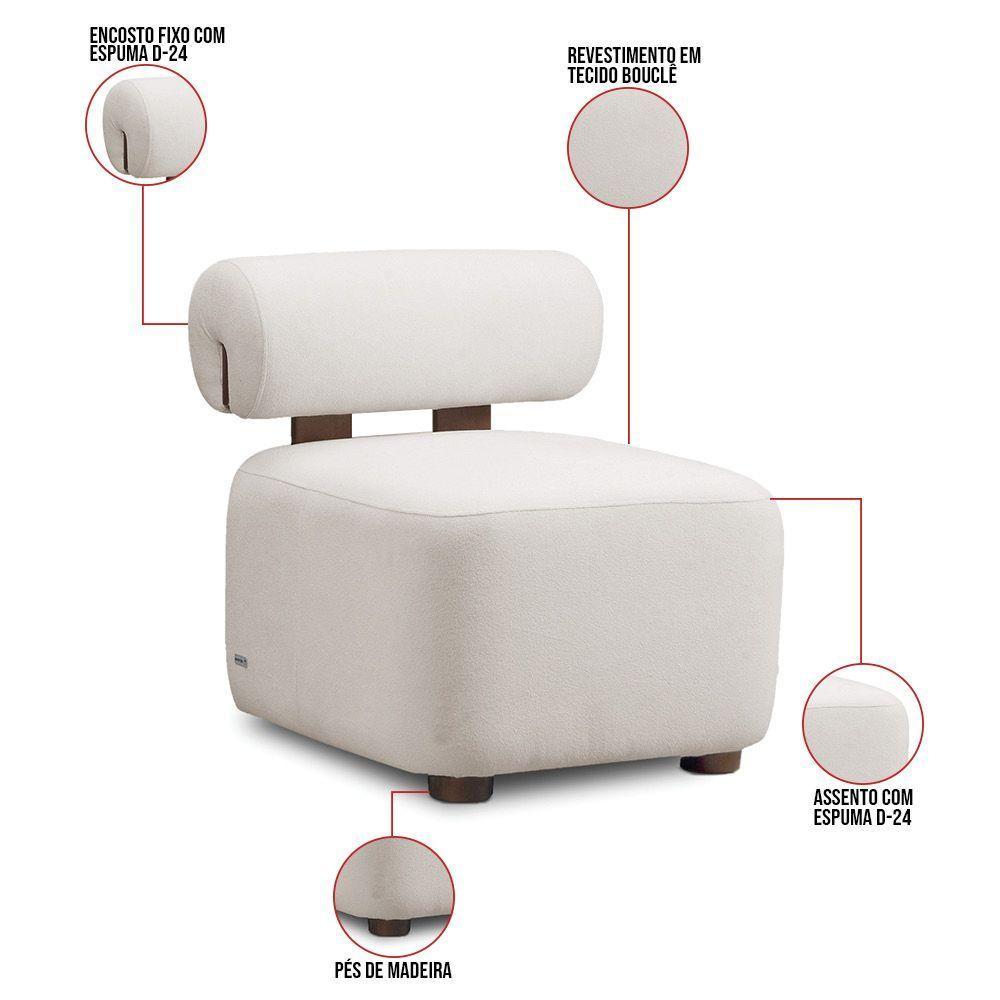 Poltrona Decorativa Para Sala Helora Bouclê Cinza Claro E03 - D'rossi - 6