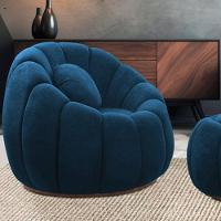 Kit 02 Poltronas Decorativa Orgânica Para Sala Cloud Bouclê Azul Marinho E03 - D'rossi - 5