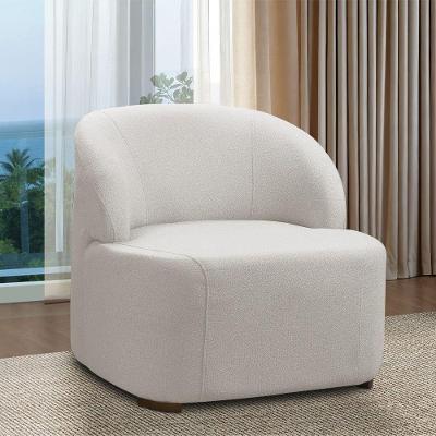 Poltrona Decorativa Diully Orgânica Para Sala Bouclé Cinza Claro D'Rossi