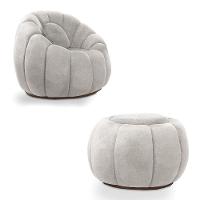 Poltrona E Puff Decorativo Orgânico Fixo Cloud Bouclê Cinza Claro E03 - D'rossi - 2