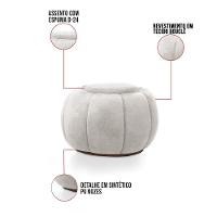 Poltrona E Puff Decorativo Orgânico Fixo Cloud Bouclê Cinza Claro E03 - D'rossi