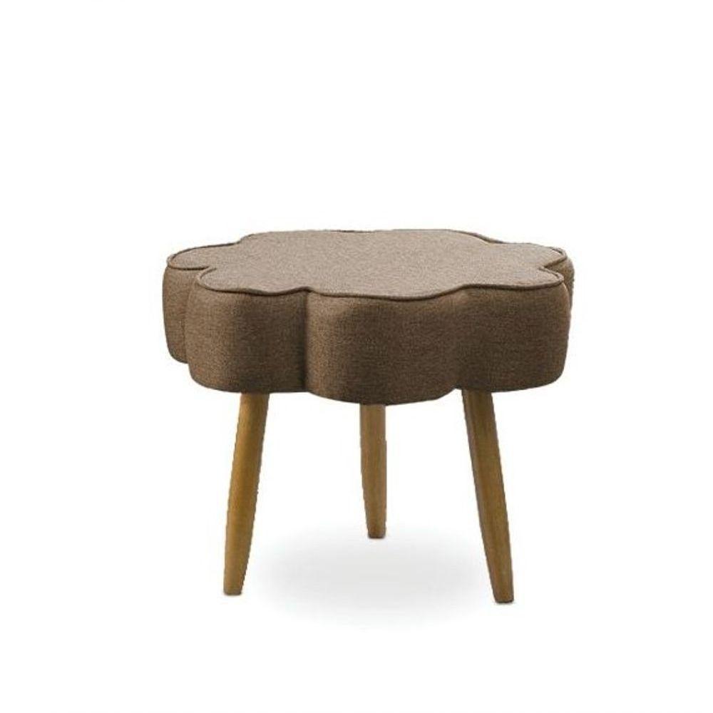 Puff Decorativo Pé Palito De Madeira Sala Flower Linho Marrom Cacau E03 - D'rossi - 4
