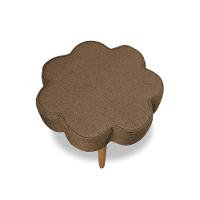 Puff Decorativo Pé Palito De Madeira Sala Flower Linho Marrom Cacau E03 - D'rossi - 3