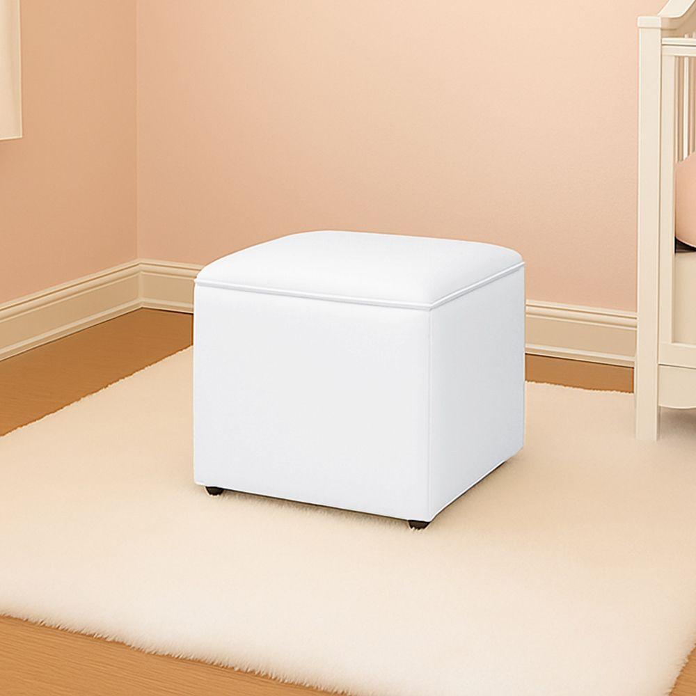 Puff Decorativo Quadrado Para Sala Lígia Sintético E03 - D'rossi Cor Branco - 1