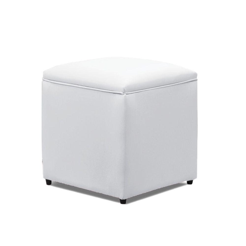 Puff Decorativo Quadrado Para Sala Lígia Sintético E03 - D'rossi Cor Branco - 2
