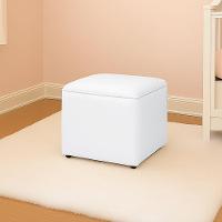 Puff Decorativo Quadrado Para Sala Lígia Sintético E03 - D'rossi Cor Branco - 1