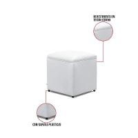 Puff Decorativo Quadrado Para Sala Lígia Sintético E03 - D'rossi Cor Branco - 3
