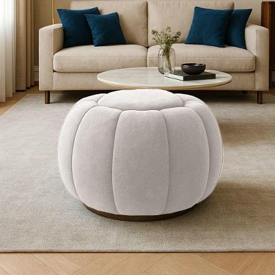 Puff Redondo Orgânico Para Sala Cloud Bouclê Cinza Claro E03 - D'rossi