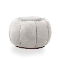 Puff Redondo Orgânico Para Sala Cloud Bouclê Cinza Claro E03 - D'rossi