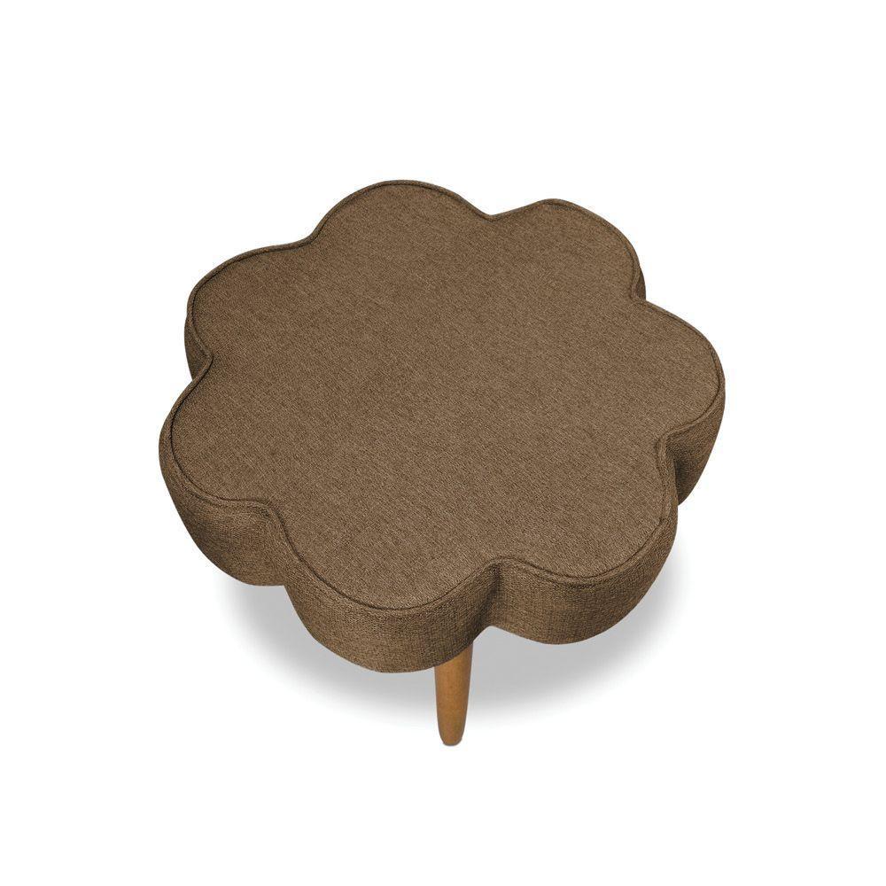 Puff Decorativo Pé Palito De Madeira Sala Flower Linho E03 - D'rossi Cor Marrom Cacau - 5