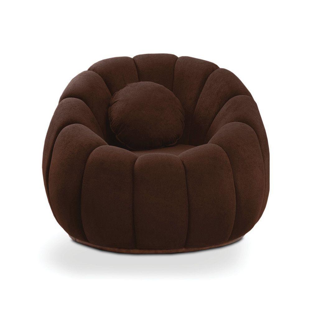 Poltrona E Puff Decorativo Orgânico Fixo Cloud Bouclê Marrom E03 - D'rossi - 7