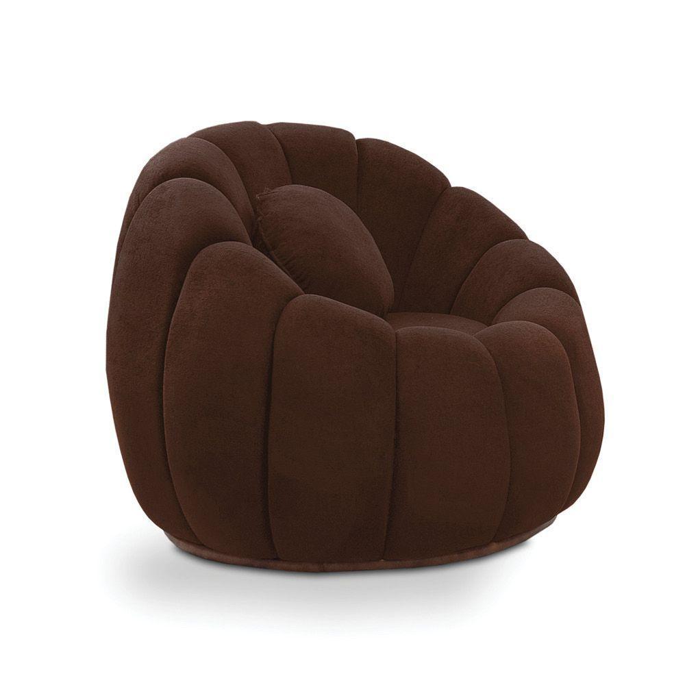 Poltrona E Puff Decorativo Orgânico Fixo Cloud Bouclê Marrom E03 - D'rossi - 8