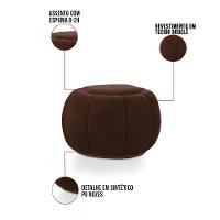 Poltrona E Puff Decorativo Orgânico Fixo Cloud Bouclê Marrom E03 - D'rossi