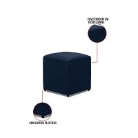 Puff Decorativo Quadrado Para Sala Lígia Sintético E03 - D'rossi Cor Azul Marinho - 3