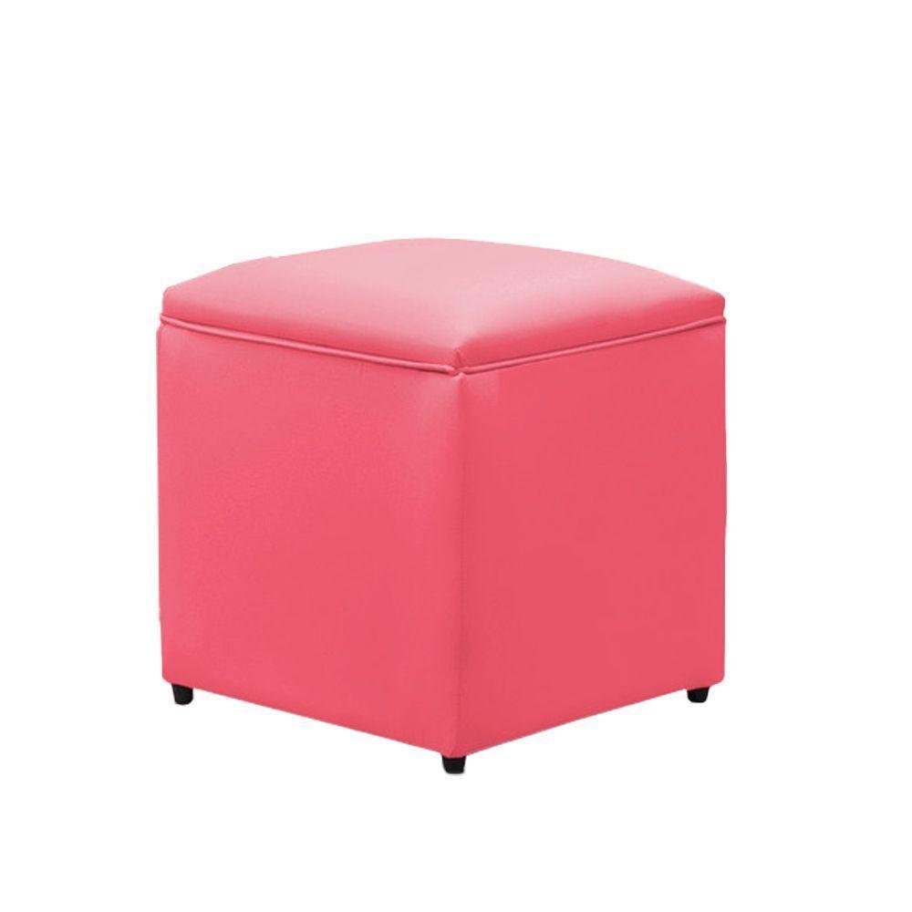 Puff Decorativo Quadrado Para Sala Lígia Sintético E03 - D'rossi Cor Pink - 2