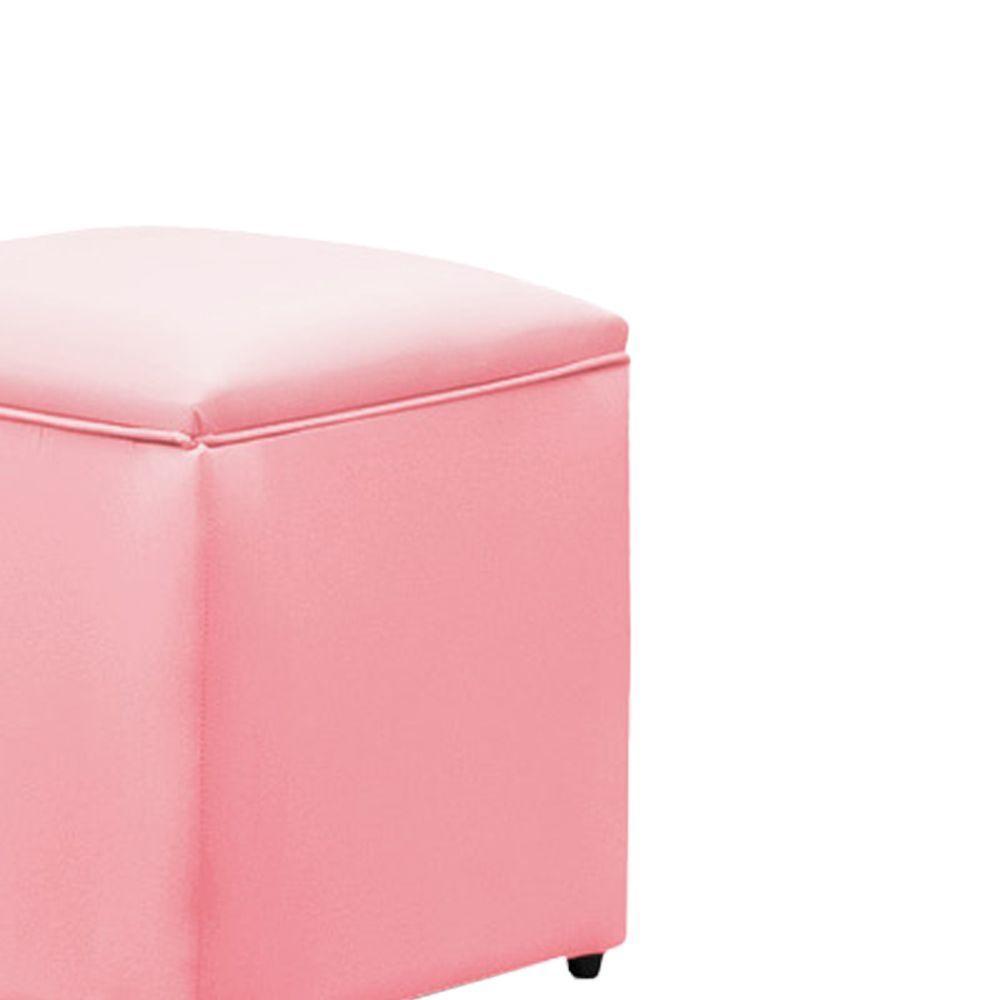 Puff Decorativo Quadrado Para Sala Lígia Sintético E03 - D'rossi Cor Rosa Bebê - 5