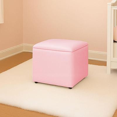 Puff Decorativo Quadrado Para Sala Lígia Sintético E03 - D'rossi Cor Rosa Bebê