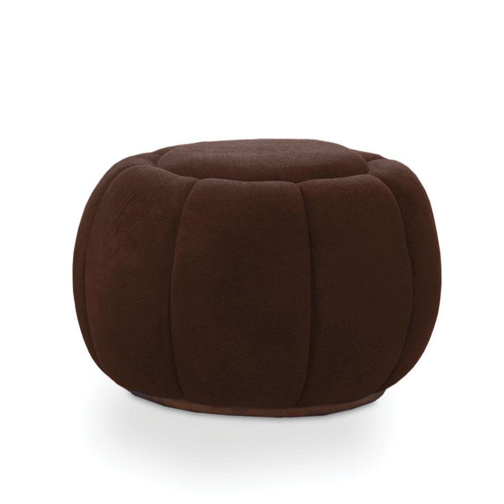 Puff Redondo Orgânico Para Sala Cloud Bouclê Marrom E03 - D'rossi - 4