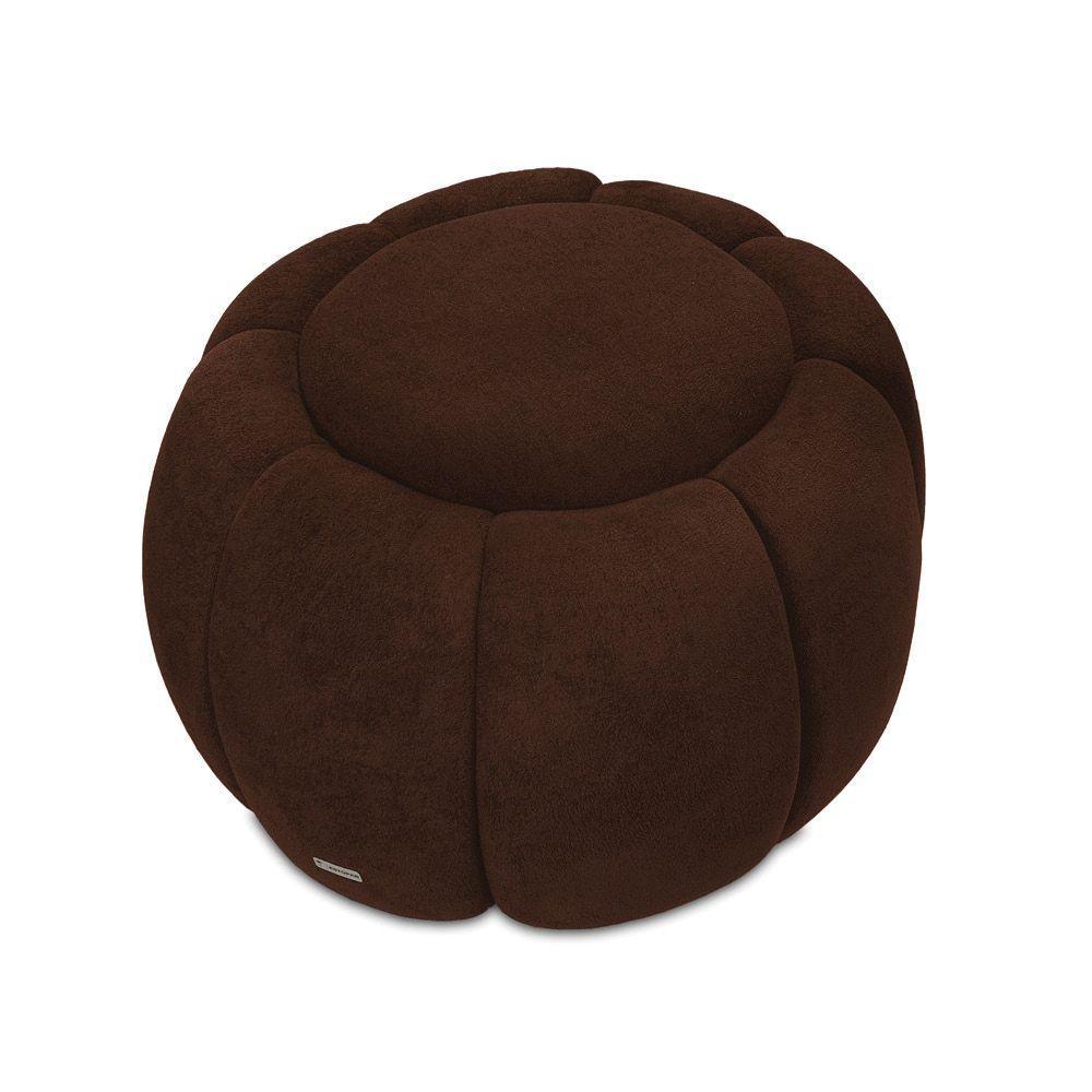 Puff Redondo Orgânico Para Sala Cloud Bouclê Marrom E03 - D'rossi - 5