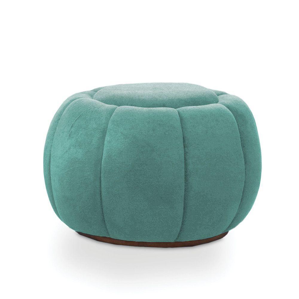 Puff Redondo Orgânico Para Sala Cloud Bouclê Azul Turquesa E03 - D'rossi - 4