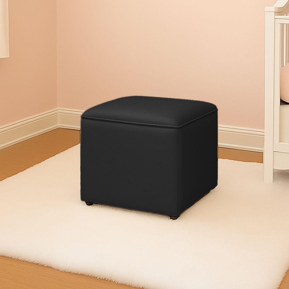 Puff Decorativo Quadrado Para Sala Lígia Sintético E03 - D'rossi Cor Preto - 1