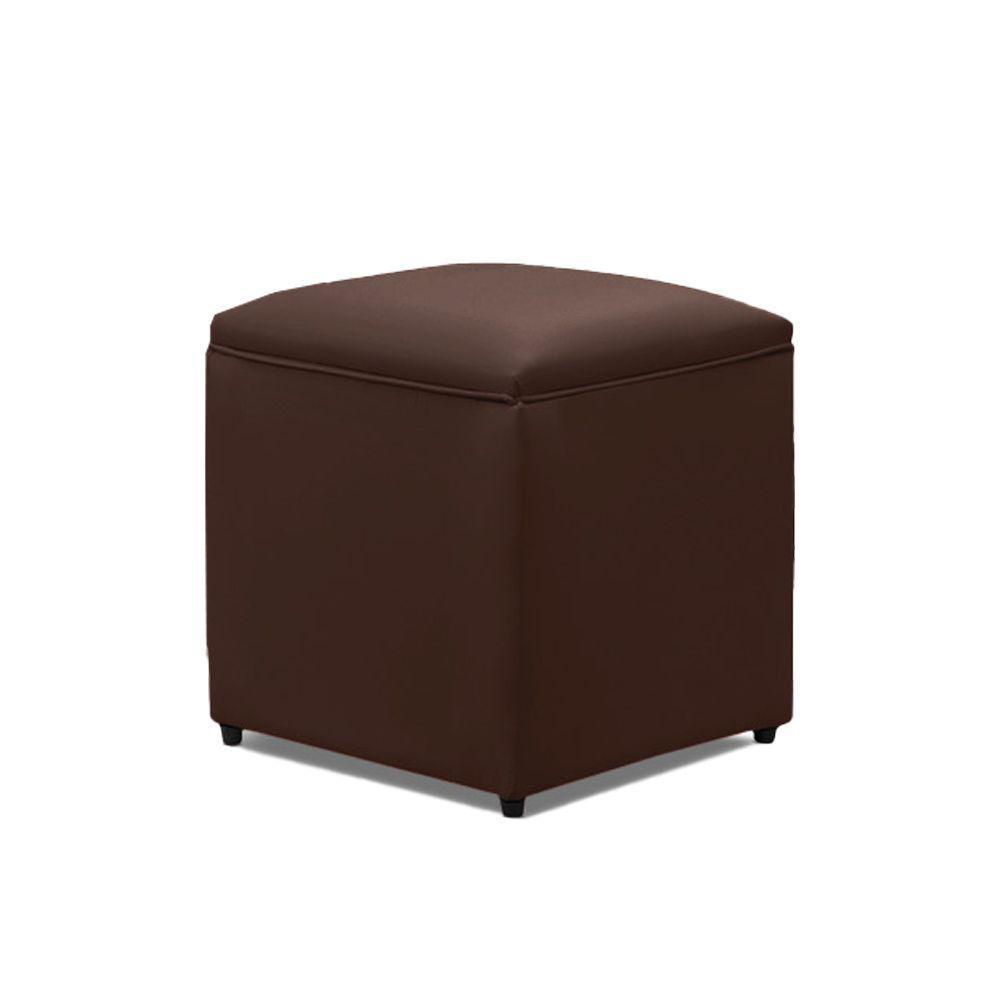Puff Decorativo Quadrado Para Sala Lígia Sintético E03 - D'rossi Cor Marrom - 2