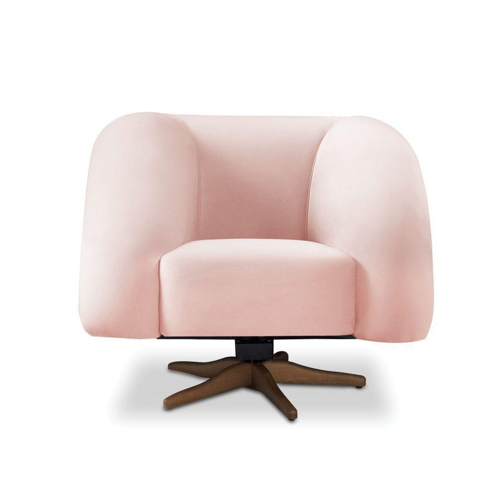 Poltrona Giratória Orgânica Com Balanço Kit 2 Tana Bouclê Rosê E03 - D'rossi - 7