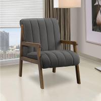 Poltrona Decorativa Sala Base De Madeira Kit 2 Daline Bouclê Cinza Escuro E03 - D'rossi - 2